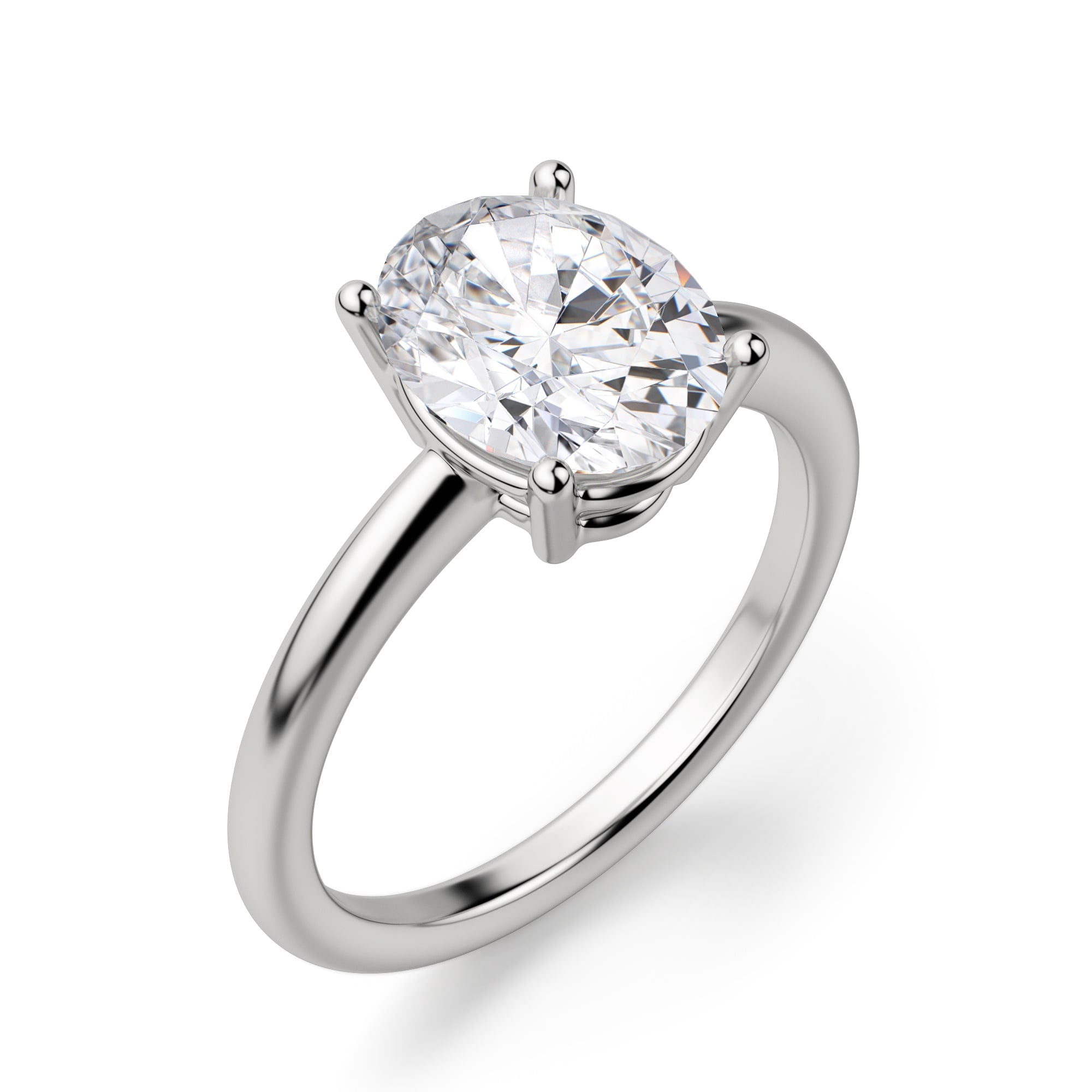 Oval Cut Basket Set Solitaire Engagement Ring