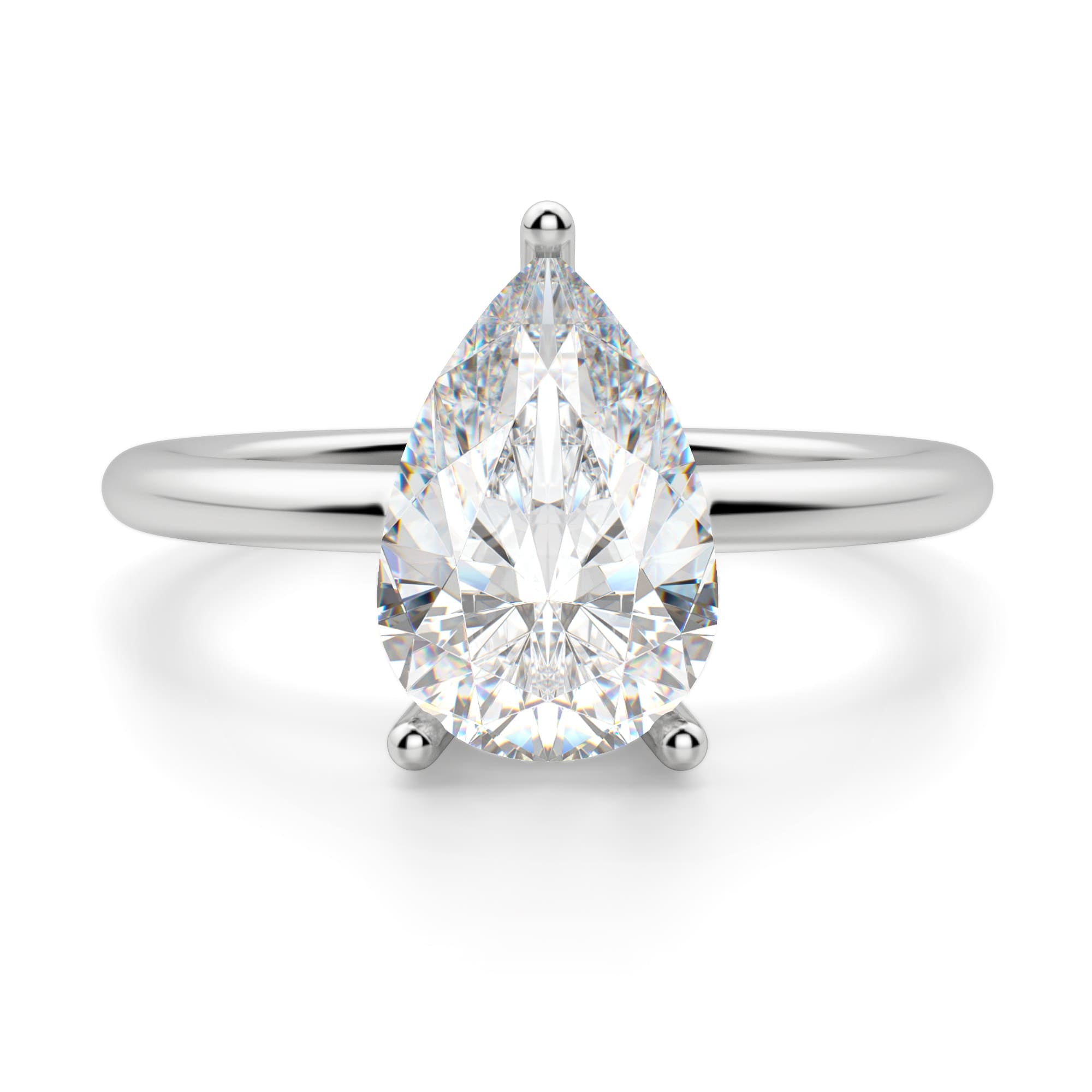 Pear Cut Basket Set Solitaire Engagement Ring