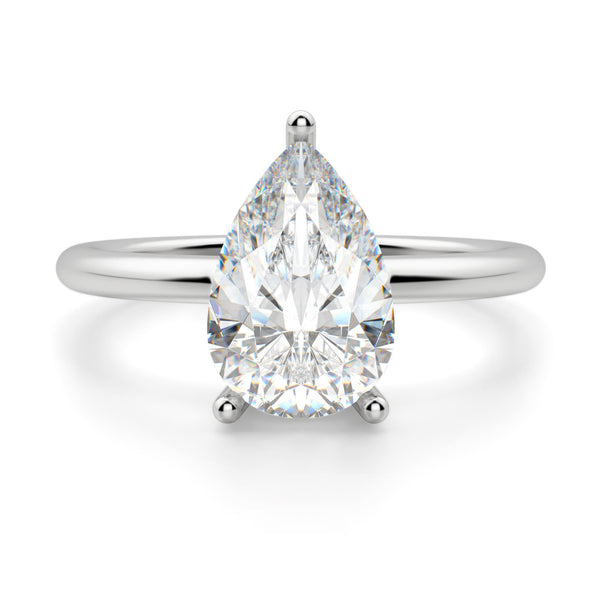 Pear Cut Basket Set Solitaire Moissanite Engagement Ring