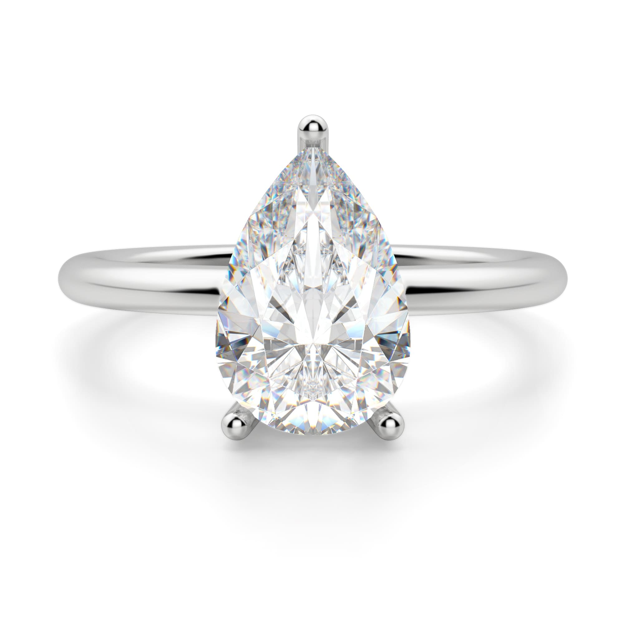 Pear Cut Lab Grown Diamond  Solitaire Engagement Classic Ring