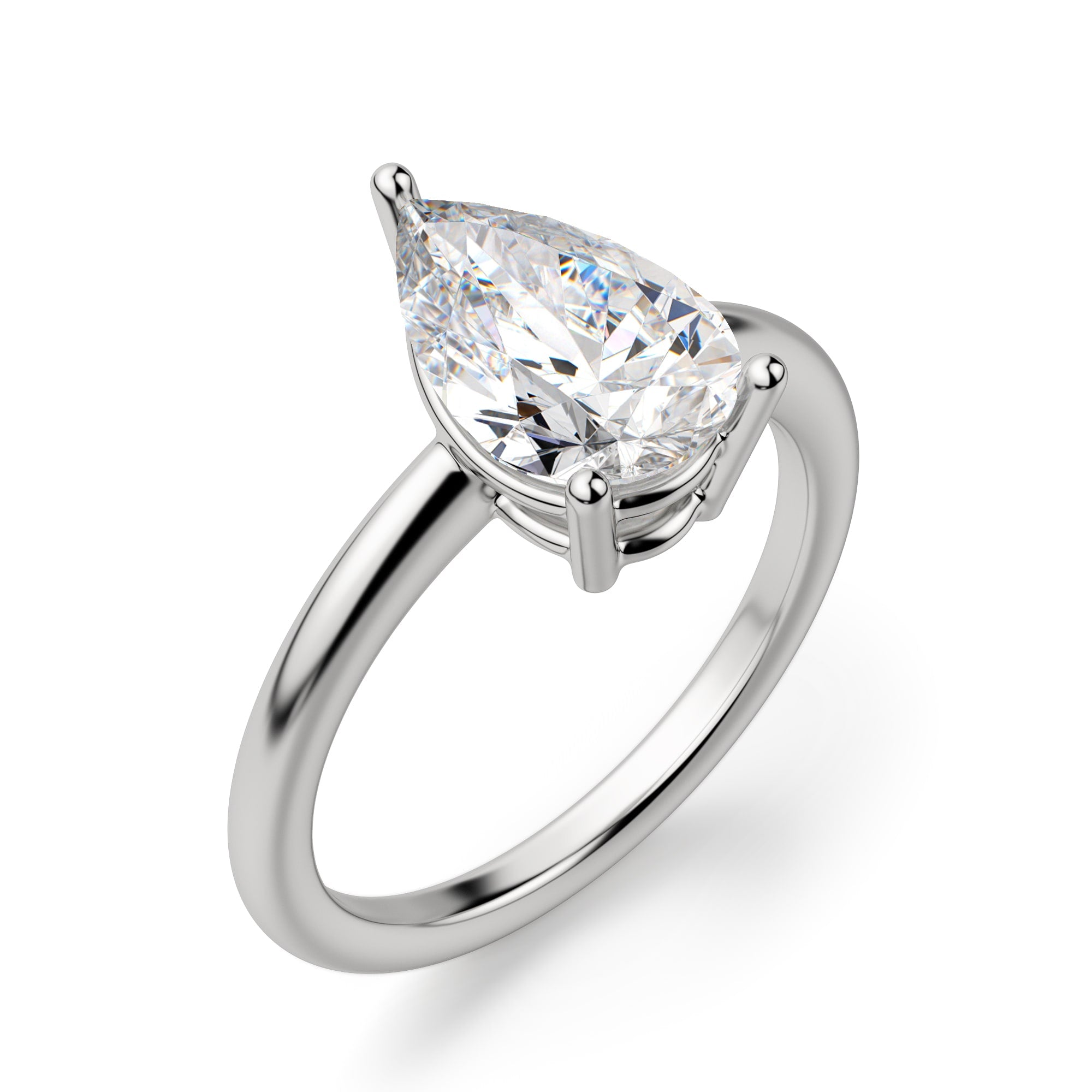 Pear Cut Lab Grown Diamond  Solitaire Engagement Classic Ring