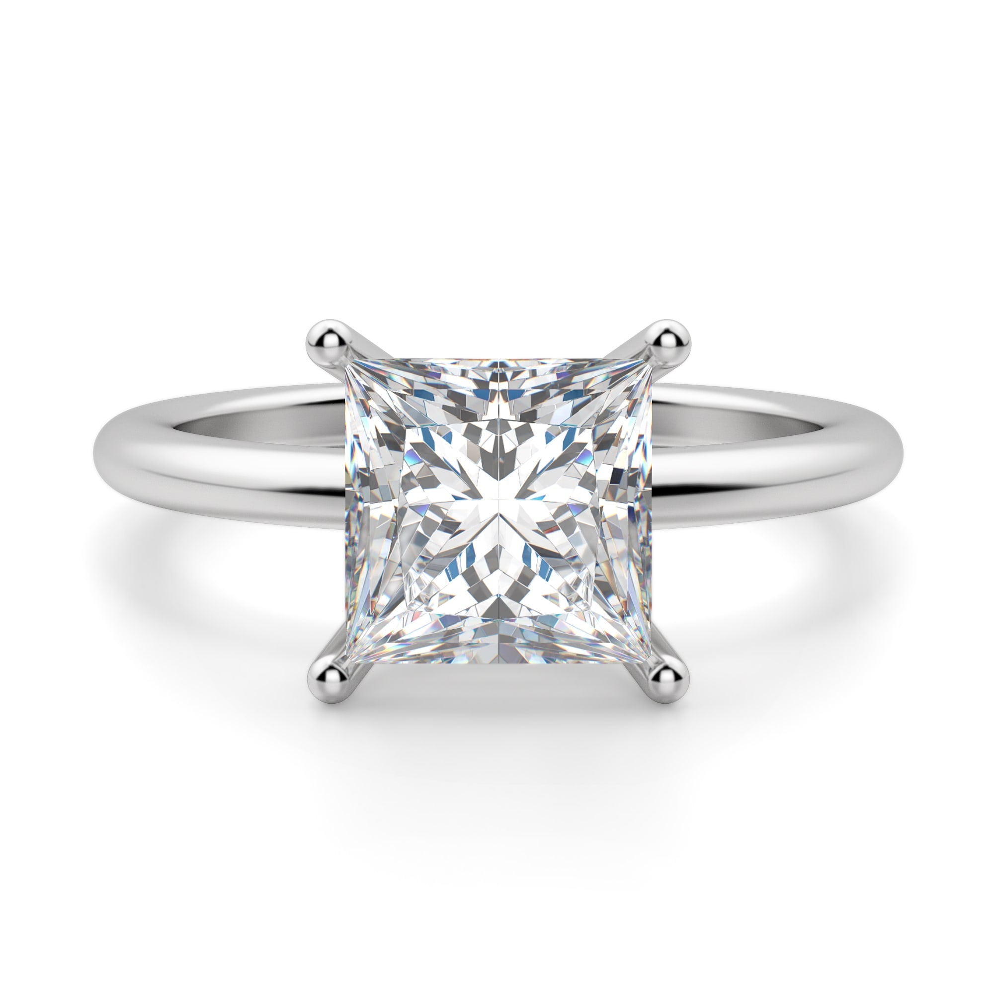 Princess Cut Pave Set Basket Set Solitaire Ring