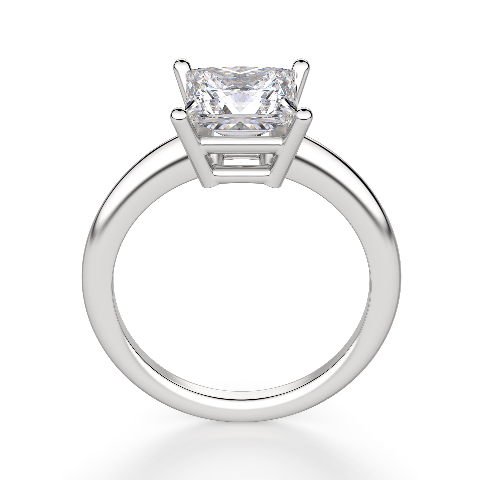 Princess Cut Pave Set Basket Set Solitaire Ring