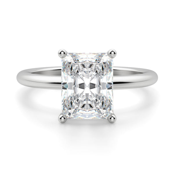 Basket Set Radiant Cut Solitaire Moissanite Engagement Ring