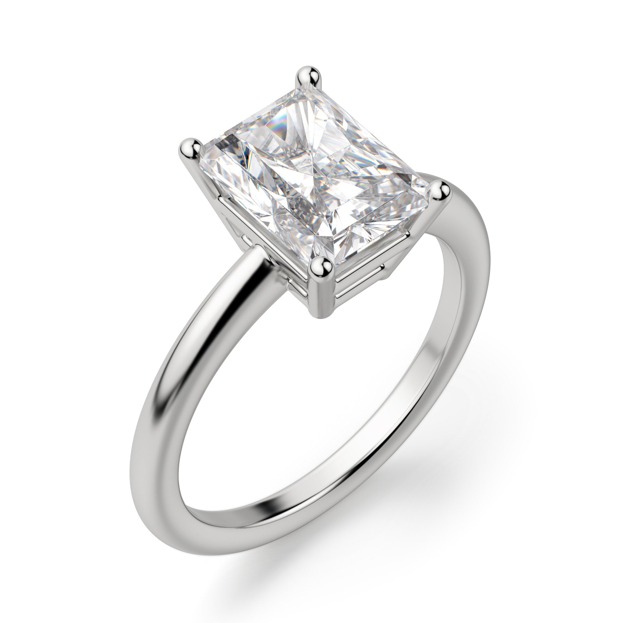 Basket Set Radiant Cut Solitaire Engagement Ring