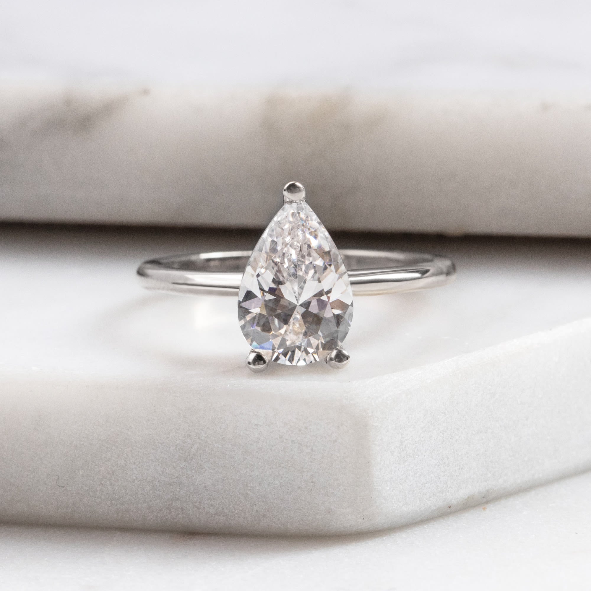 Pear Cut Lab Grown Diamond  Solitaire Engagement Classic Ring