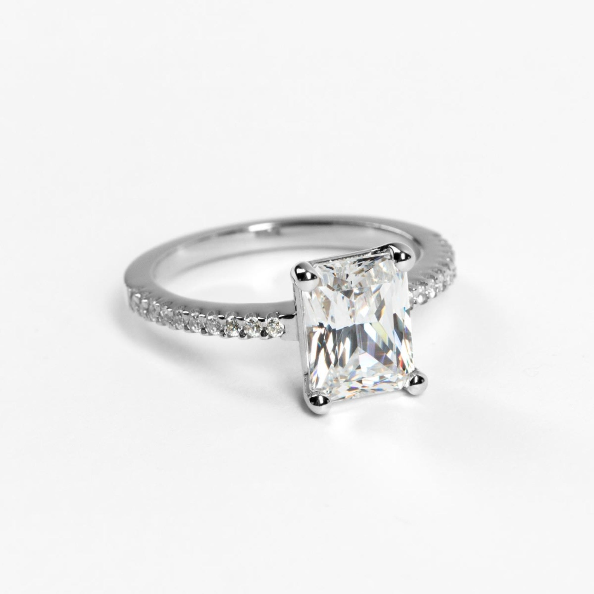 Basket Set Radiant Cut Lab Grown  Diamond Pave Set Engagement Ring