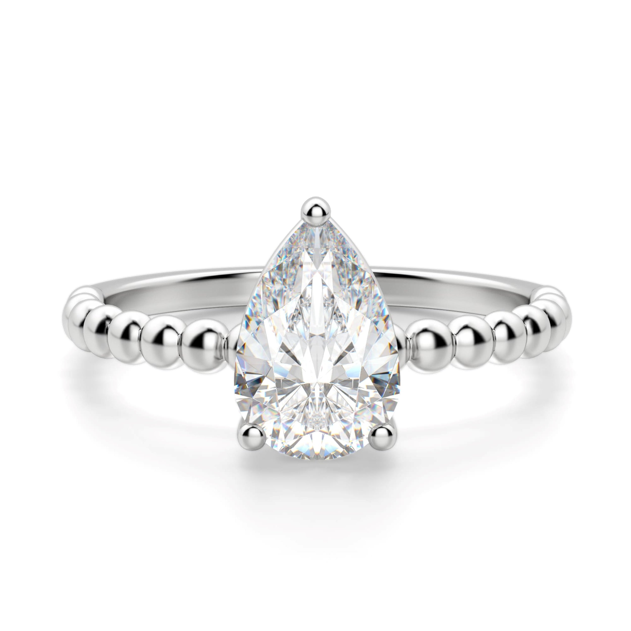 Beaded Solitaire Engagement Ring