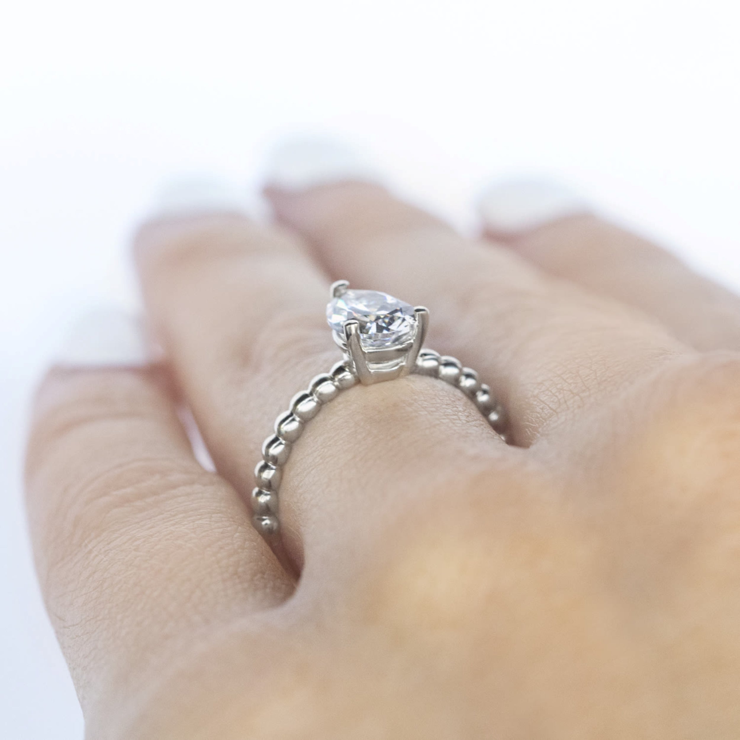 Beaded Solitaire Engagement Ring