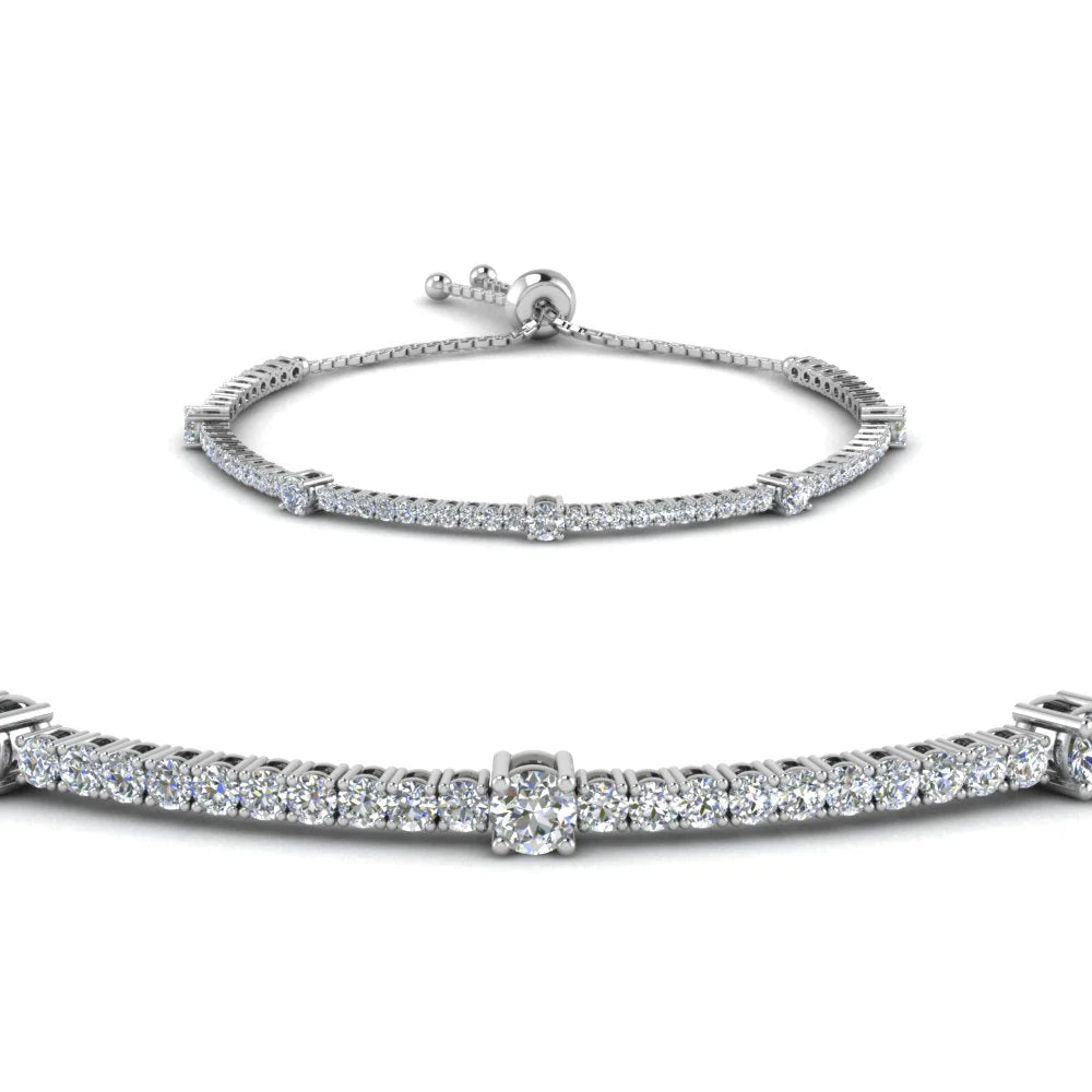Round Cut Moissanite Women's Adjustable Bracelet