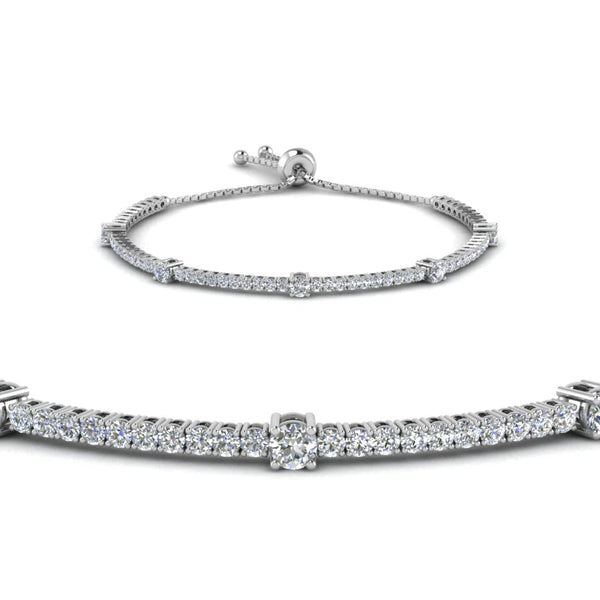 Round Cut Moissanite Women's Adjustable Bracelet