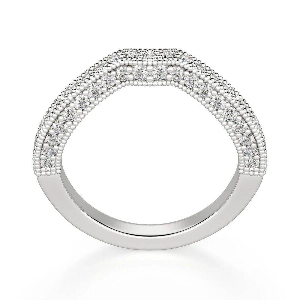 Round Cut Moissanite Unique Style Filligree Wedding Band