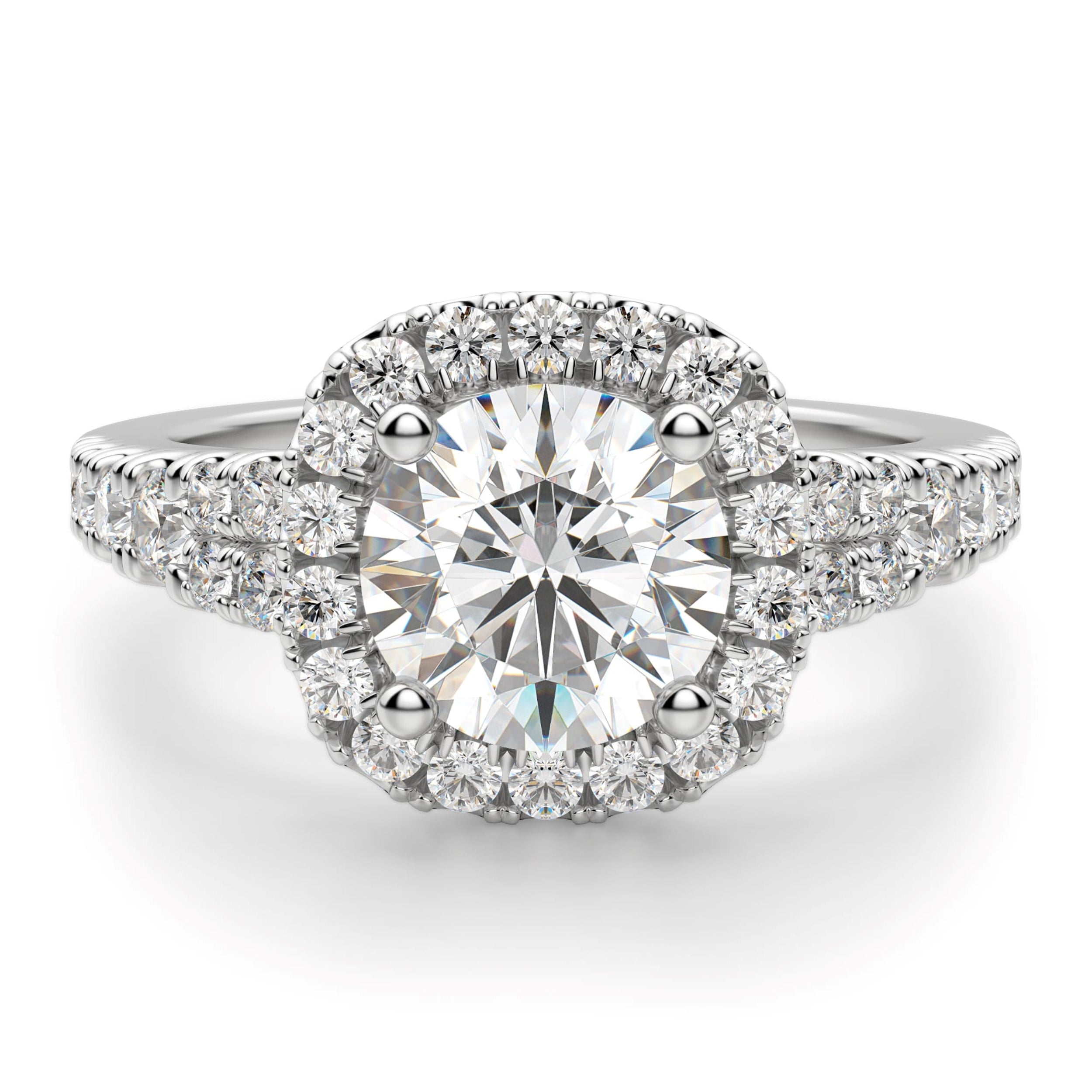 Brilliant Round Cut Halo Moissanite Engagement Ring