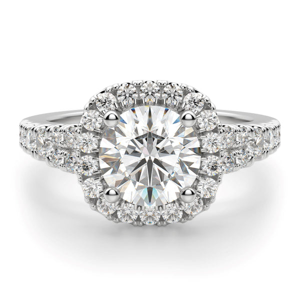 Brilliant Round Cut Halo Moissanite Engagement Ring