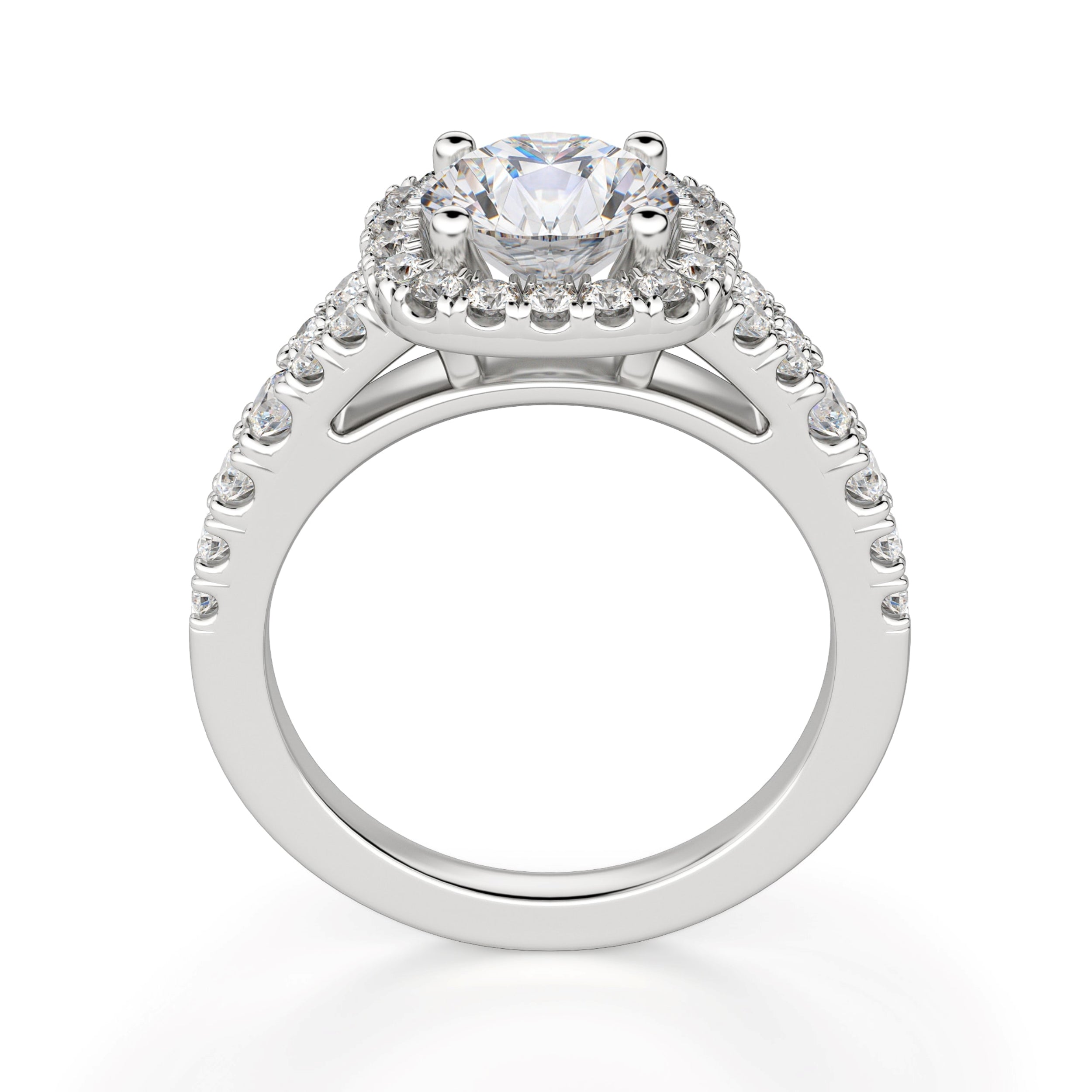 Brilliant Round Cut Halo Moissanite Engagement Ring