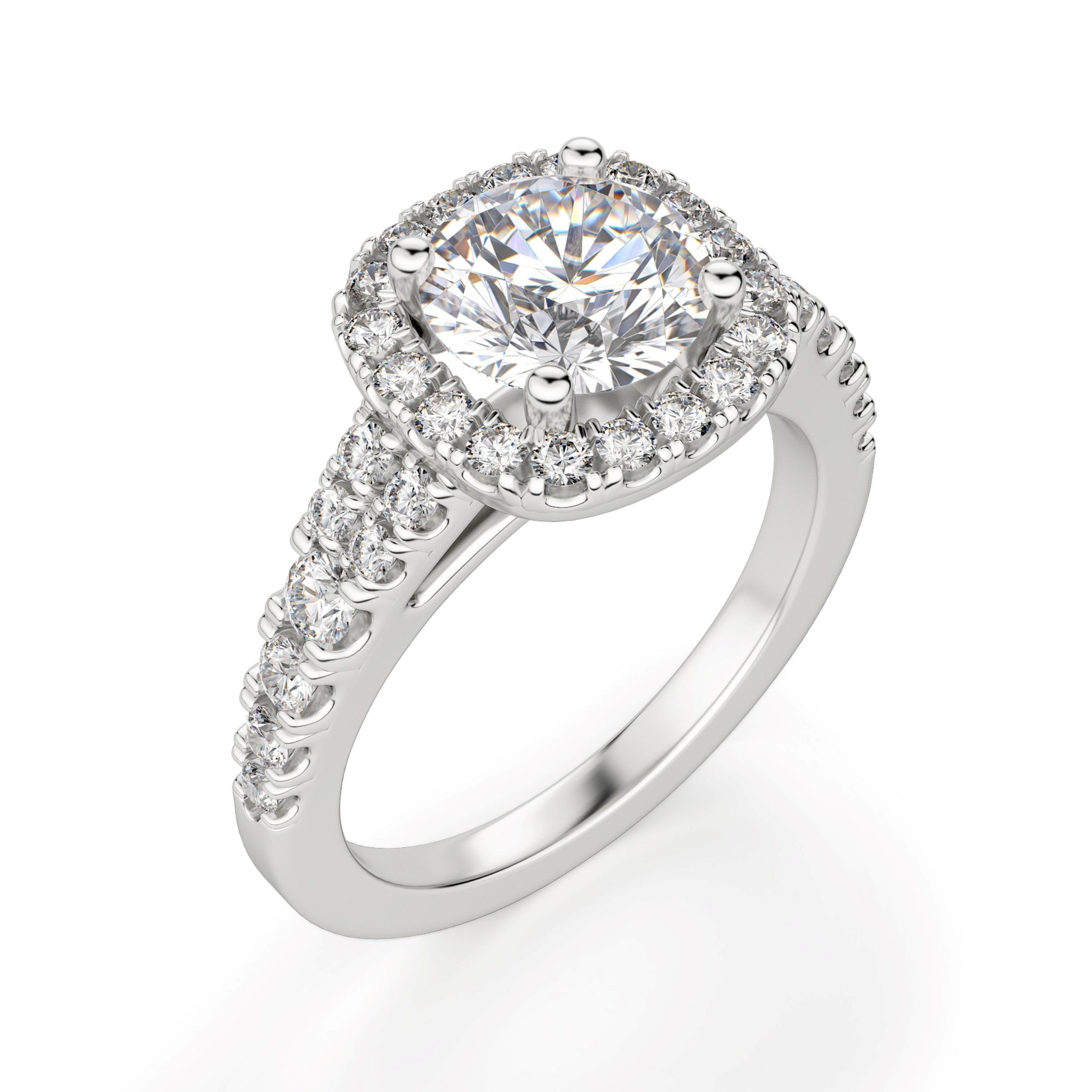 Brilliant Round Cut Halo Moissanite Engagement Ring