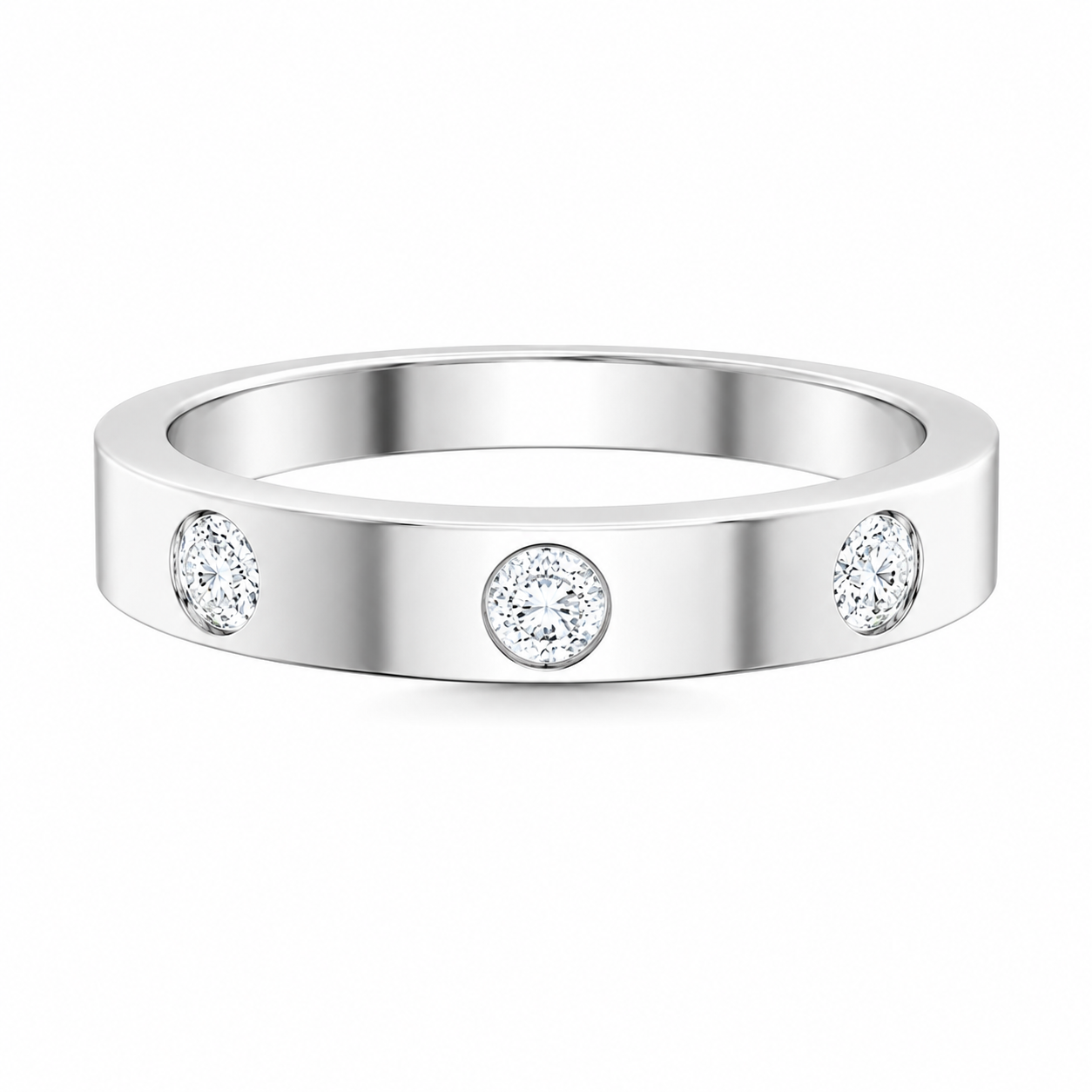 Lab Grown Diamond Round Cut Flush Set Men's Wedding Band