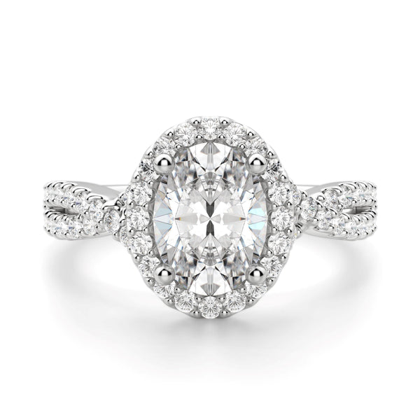 Oval Cut Halo Moissanite Engagement Ring