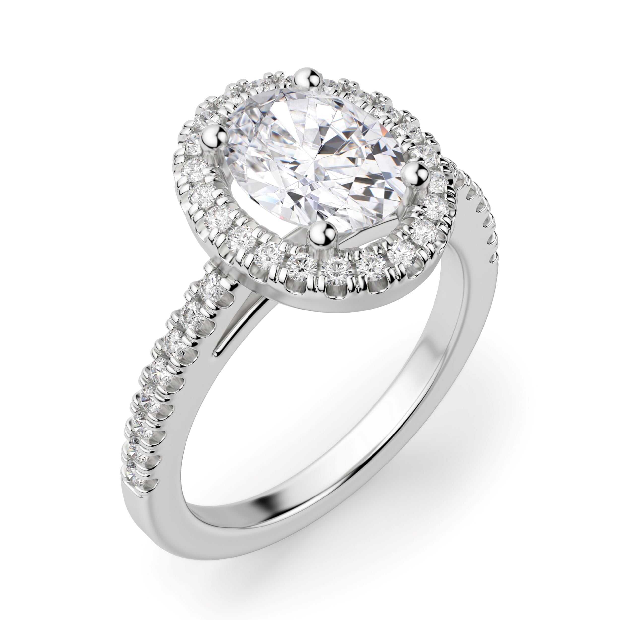 Oval Cut Moissanite Diamond Halo Engagement Ring