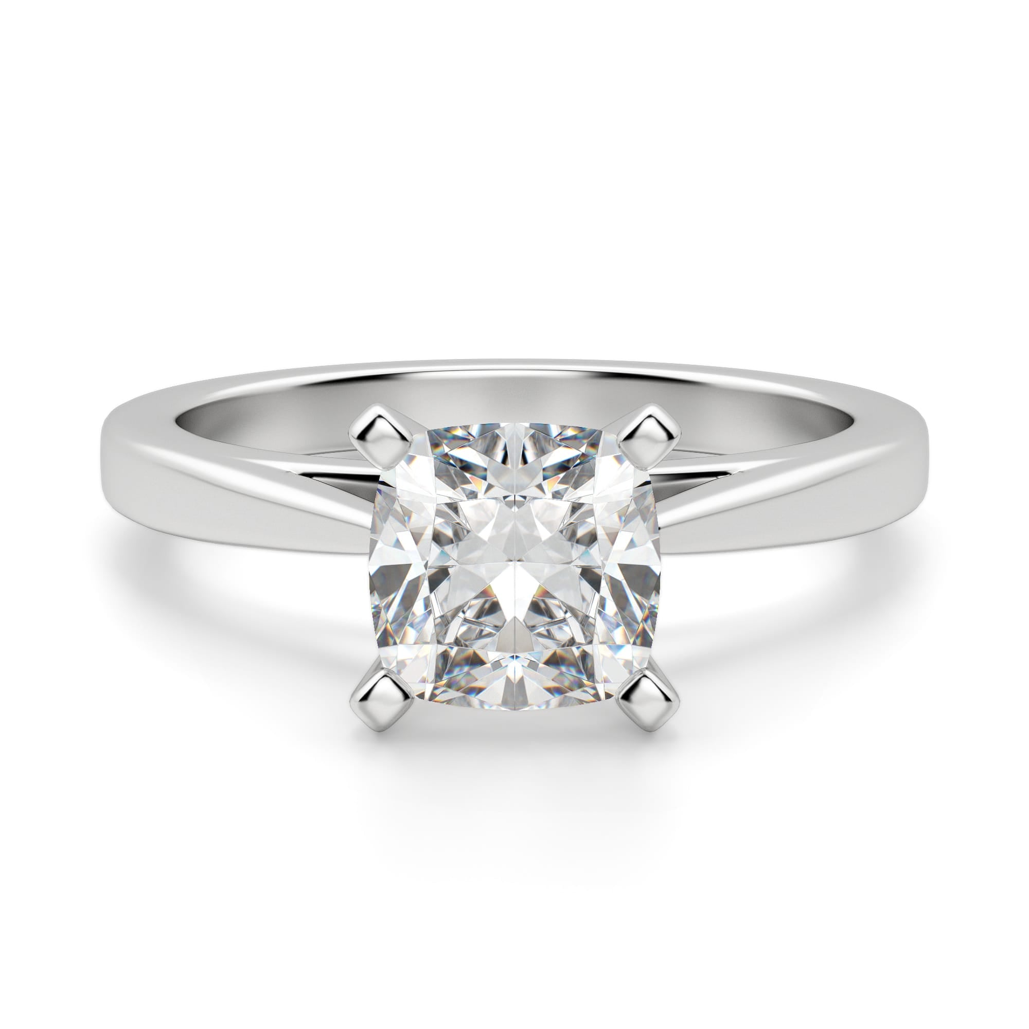 Cushion Cut Cathedral Solitaire Ring