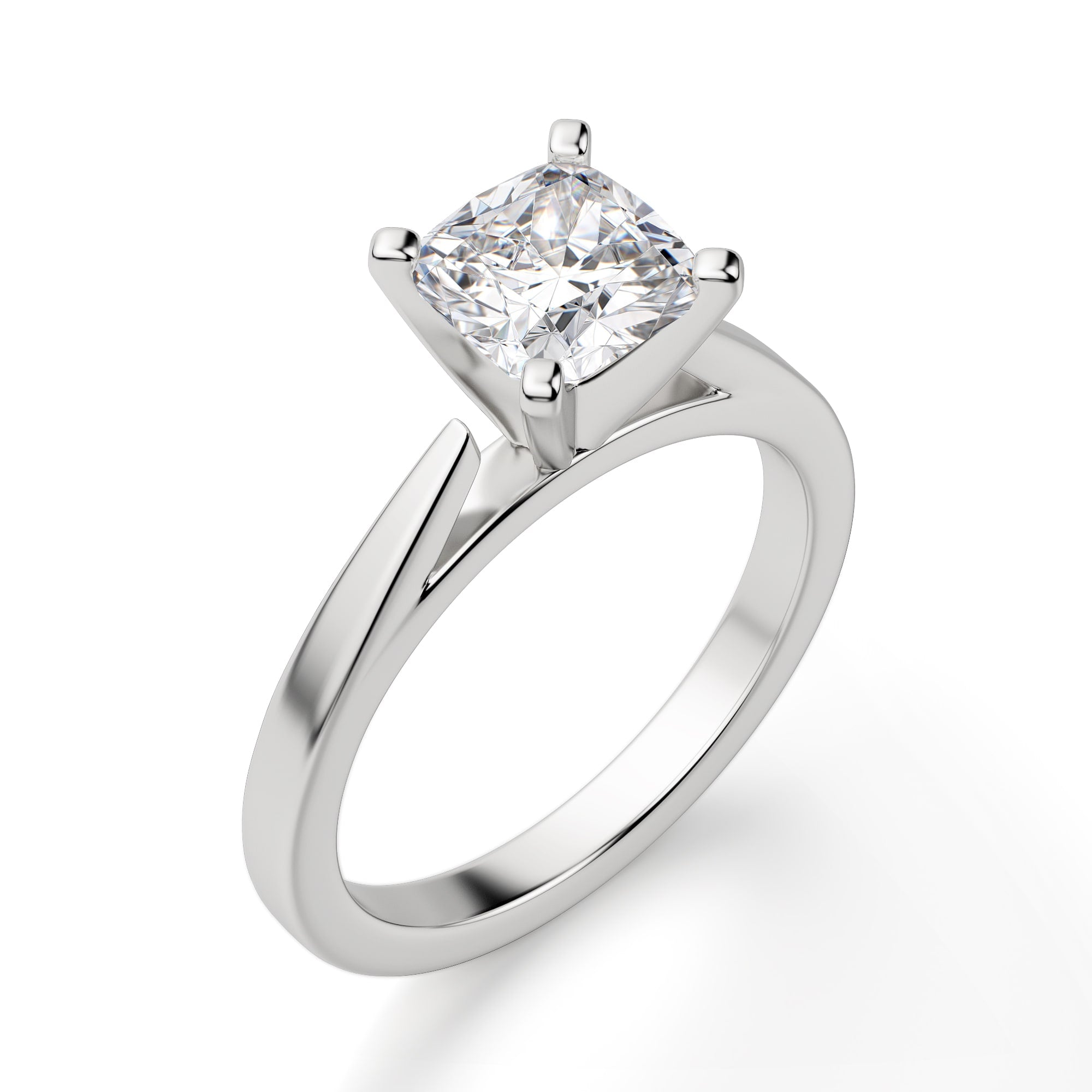 Cushion Cut Cathedral Solitaire Ring