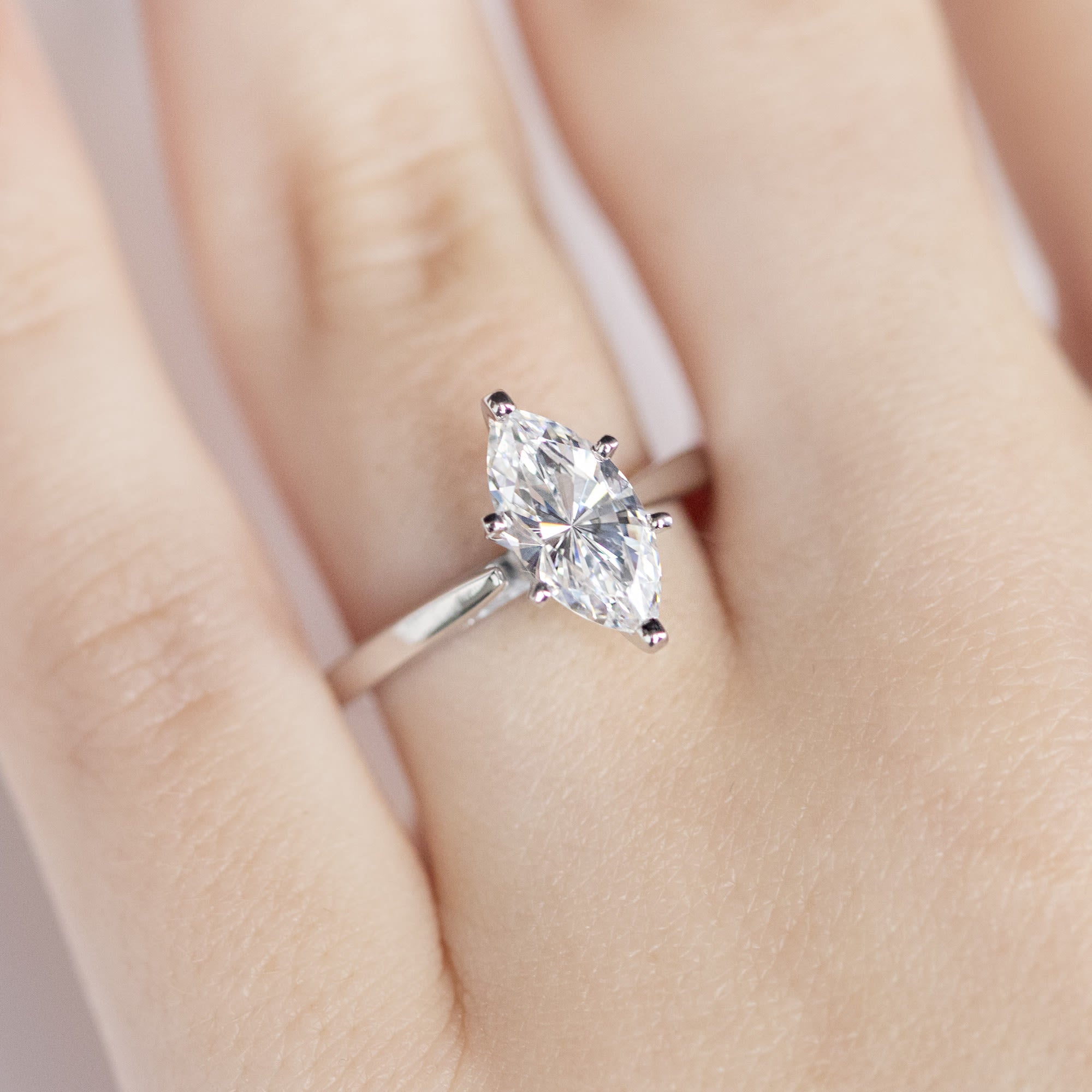 Marquise Cut Moissanite Solitaire Engagement Ring