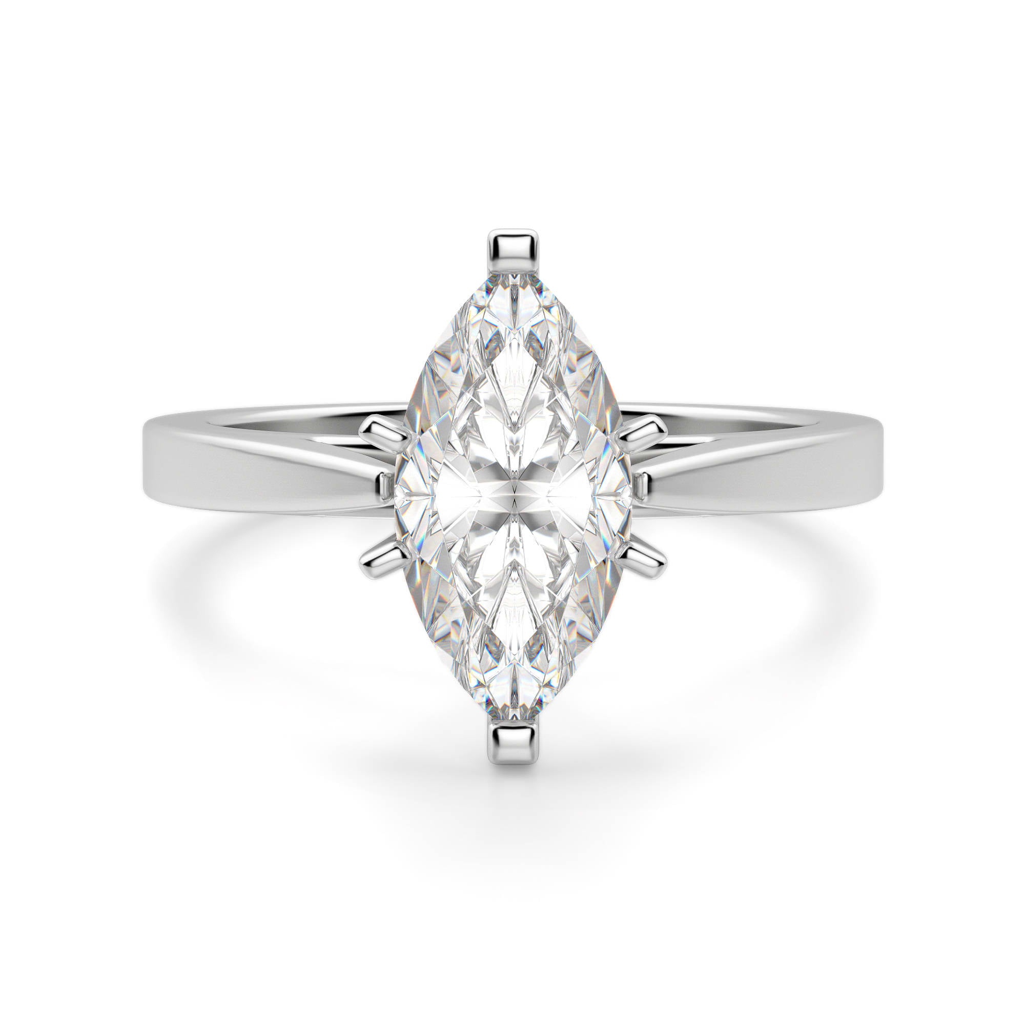 Marquise Cut Cathedral Solitaire Engagement Ring