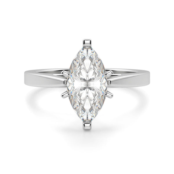 Marquise Cut Cathedral Solitaire Engagement Ring