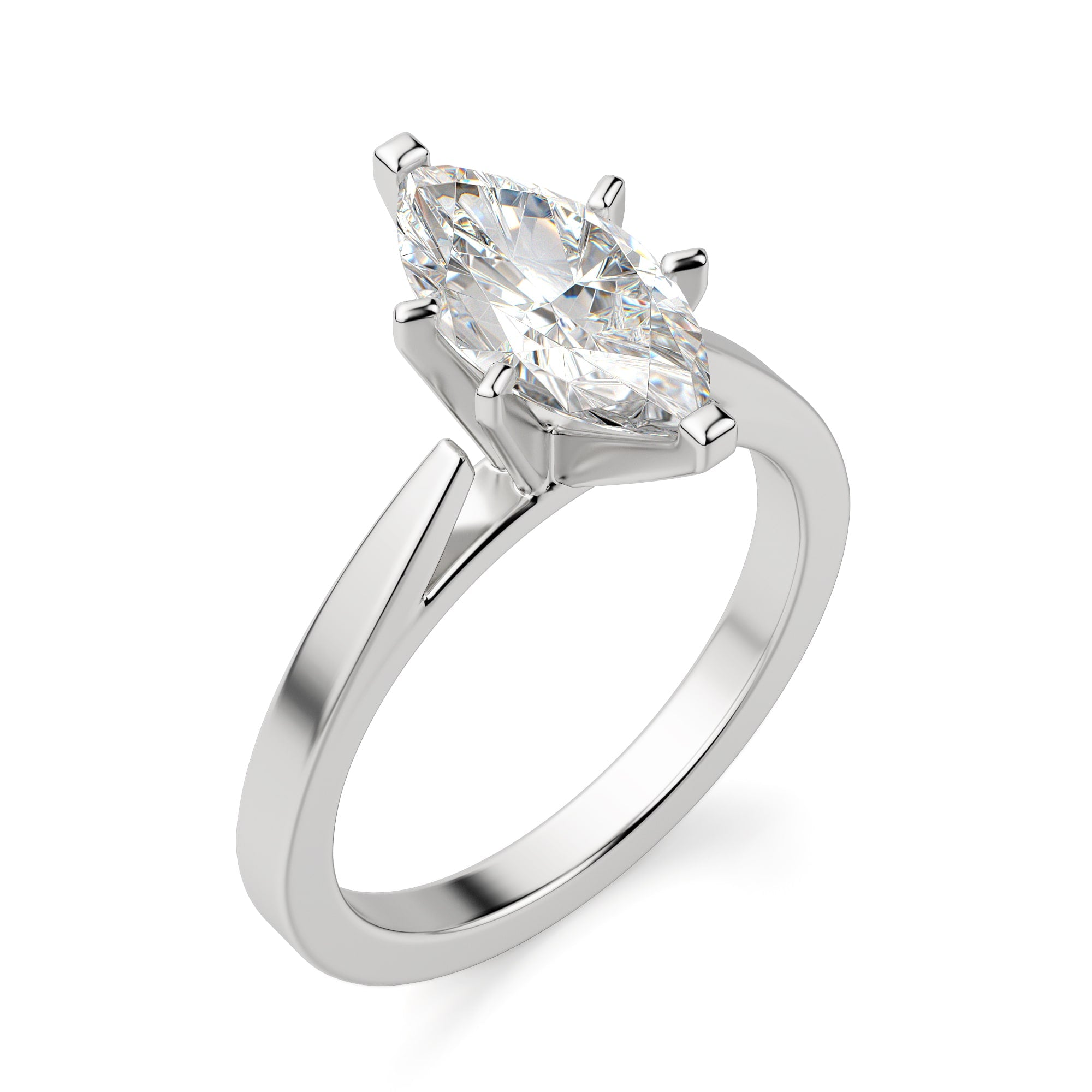 Marquise Cut Cathedral Solitaire Engagement Ring