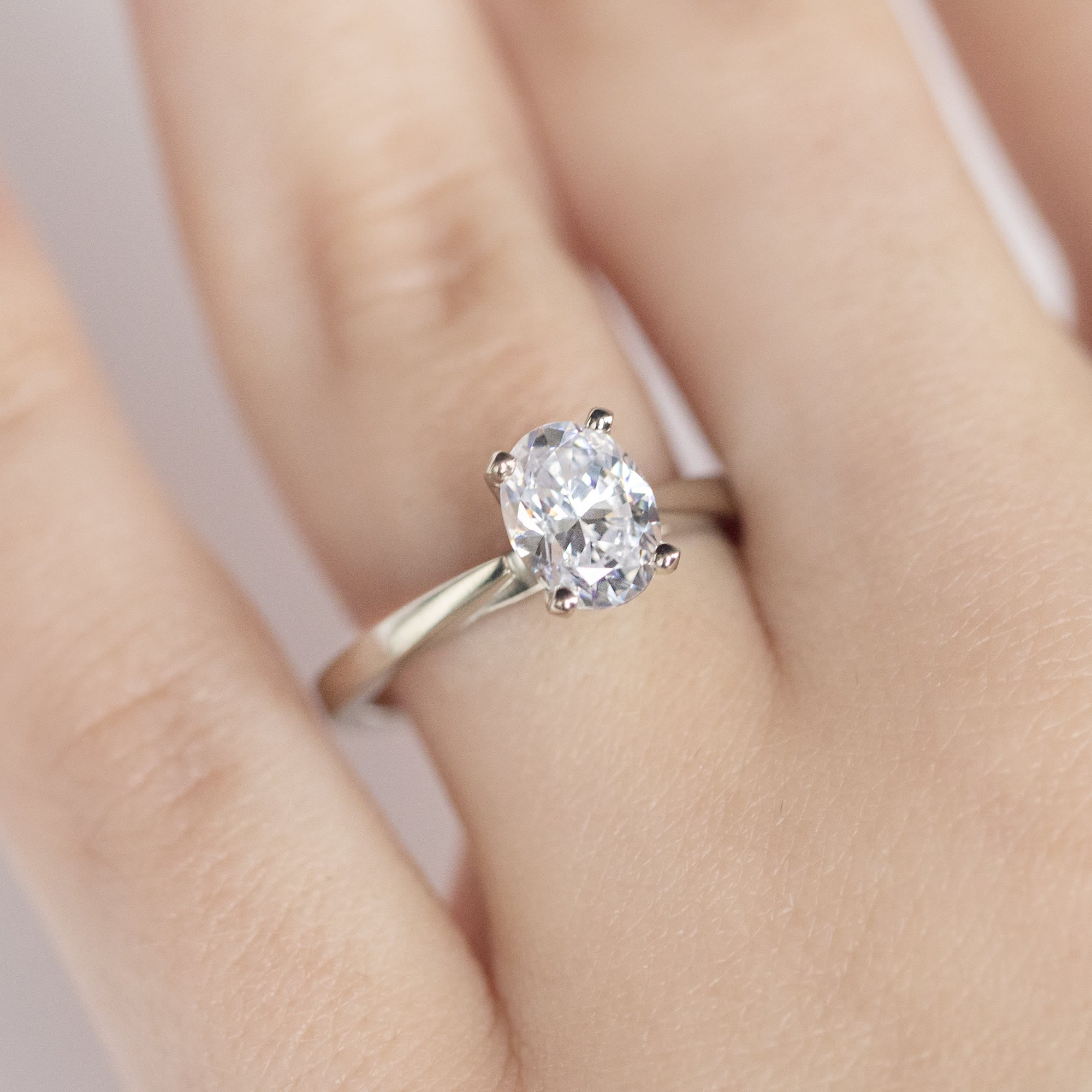 Cathedral Oval Cut Solitaire Moissanite Engagement Ring