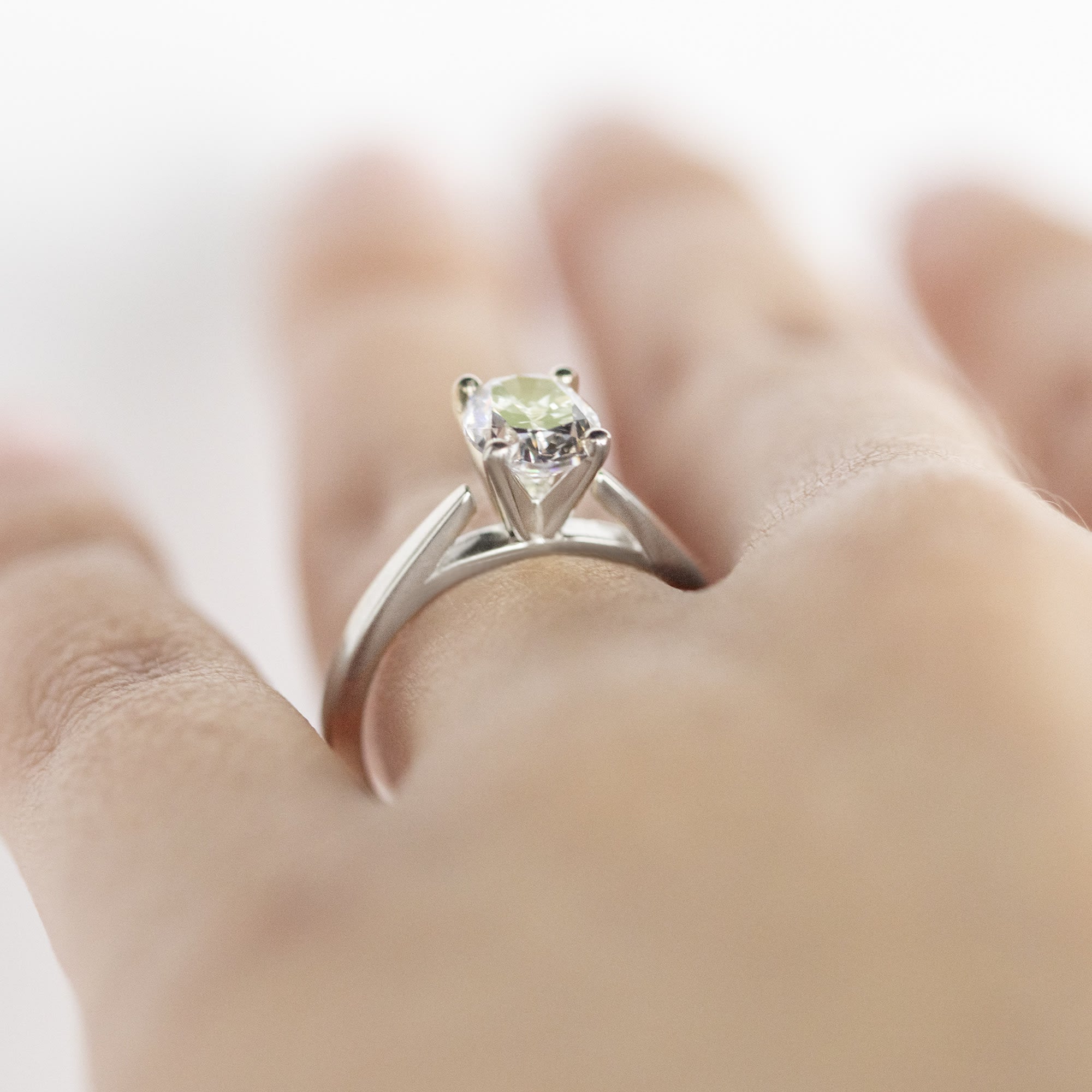 Cathedral Oval Cut Solitaire Moissanite Engagement Ring