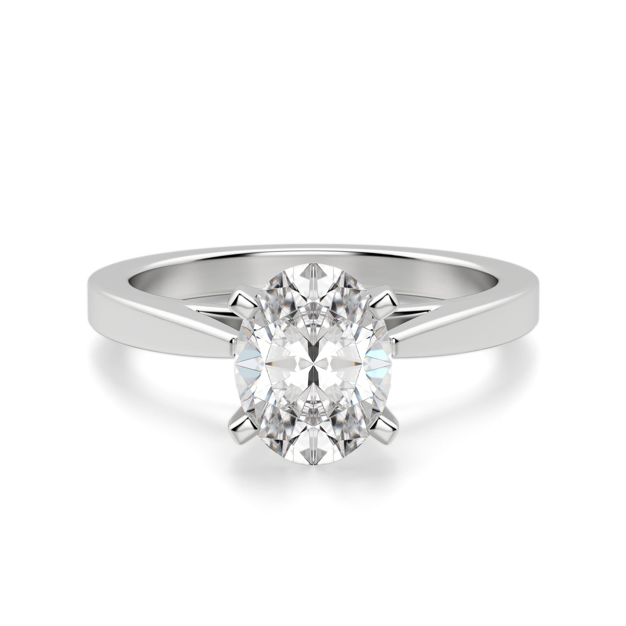 Cathedral Oval Cut Solitaire Moissanite Engagement Ring