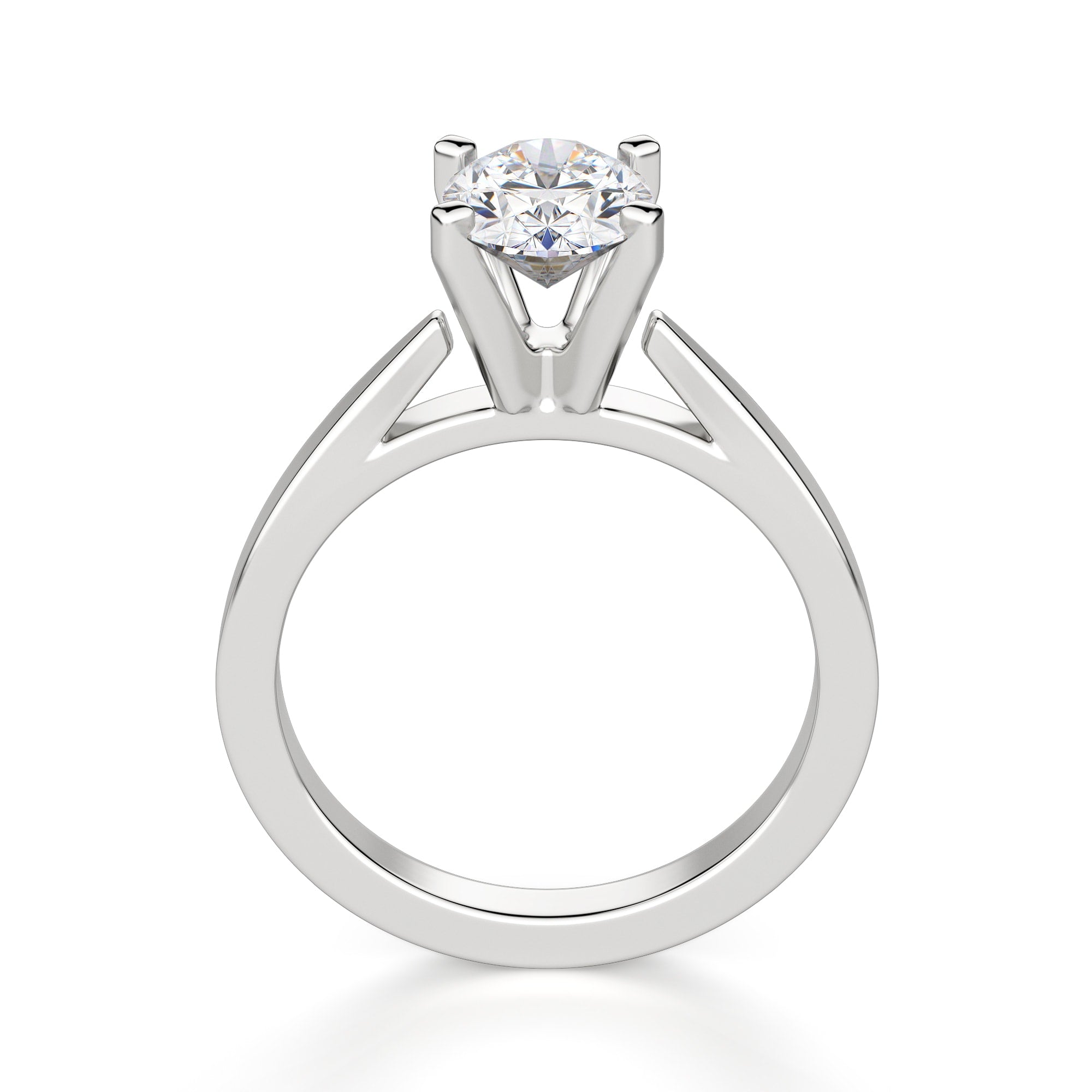 Cathedral Oval Cut Solitaire Moissanite Engagement Ring