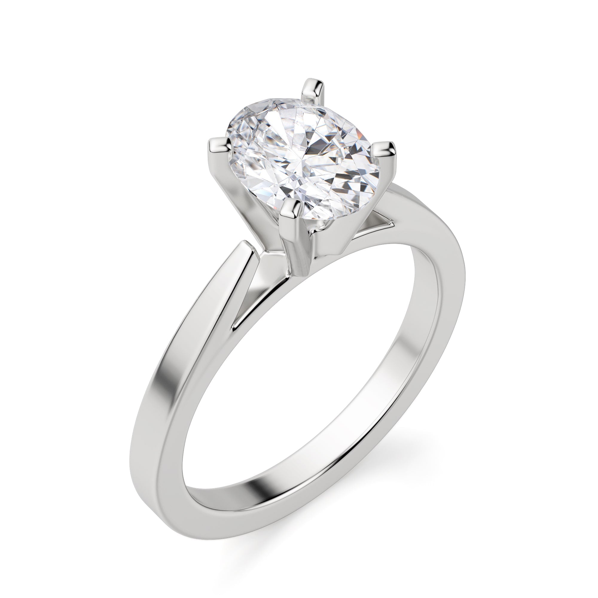 Cathedral Oval Cut Solitaire Moissanite Engagement Ring