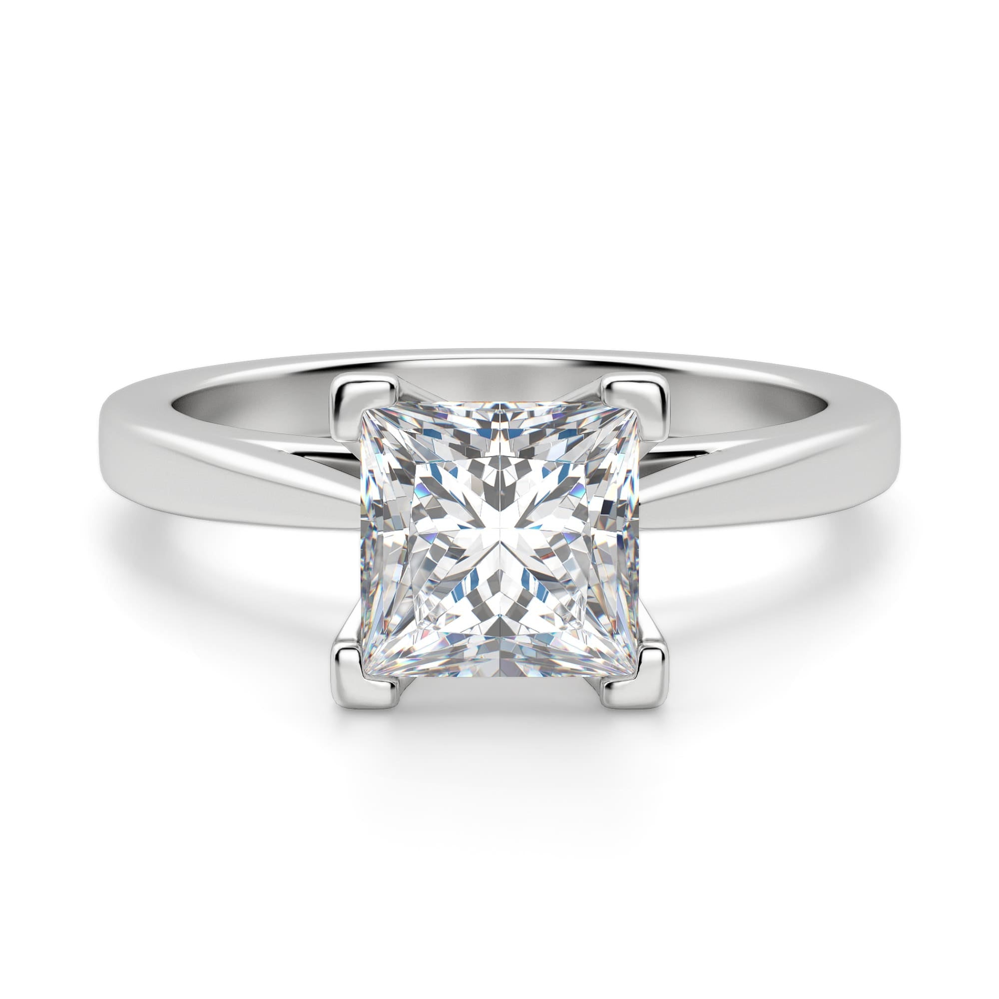 V Prong Set Princess Cut Solitaire Ring for Women