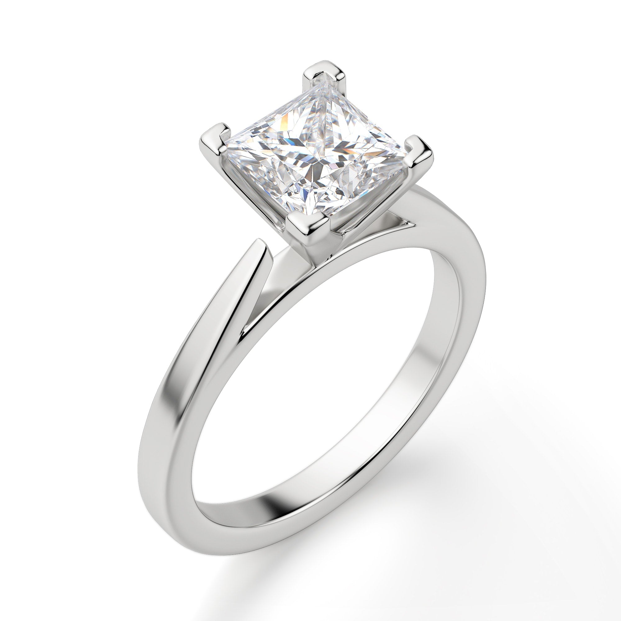 V Prong Set Princess Cut Solitaire Ring for Women