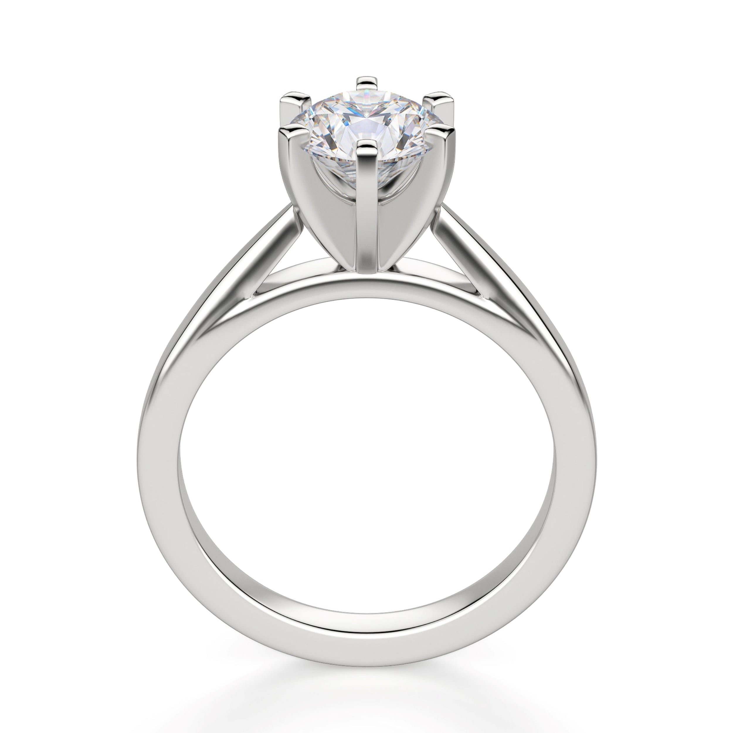 Round Cut Solitaire Engagement Ring, 14K White Gold