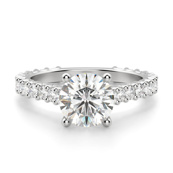 Brilliant Round Cut Pave Set Moissanite Engagement Ring