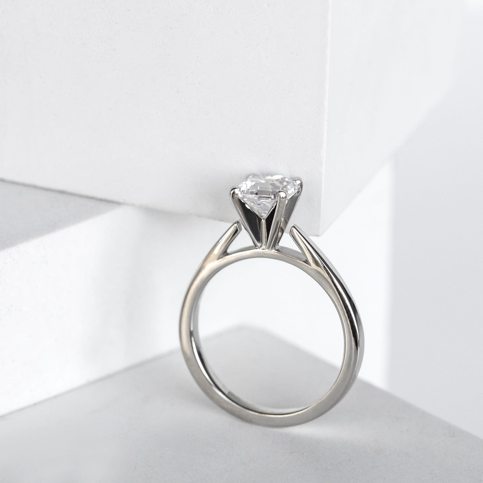 Asscher Cut Cathedral Solitaire Engagement Ring