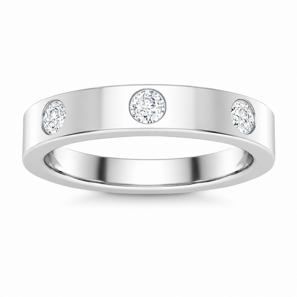 Lab Grown Diamond Round Cut Flush Set Men's Wedding Band