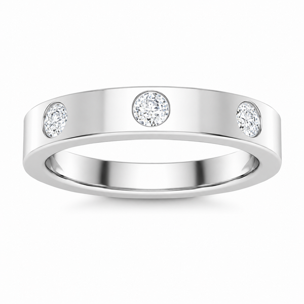 Lab Grown Diamond Round Cut Flush Set Men's Wedding Band