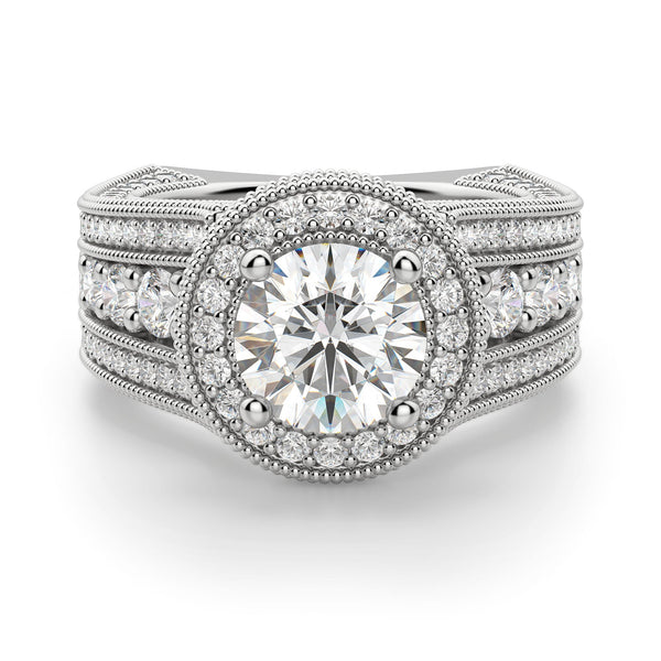 Brilliant Round Cut Vintage Moissanite Engagement Ring