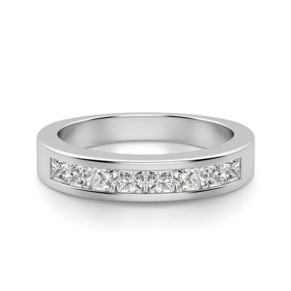 Princess Cut Channel Set Half Eternity Wedding Band