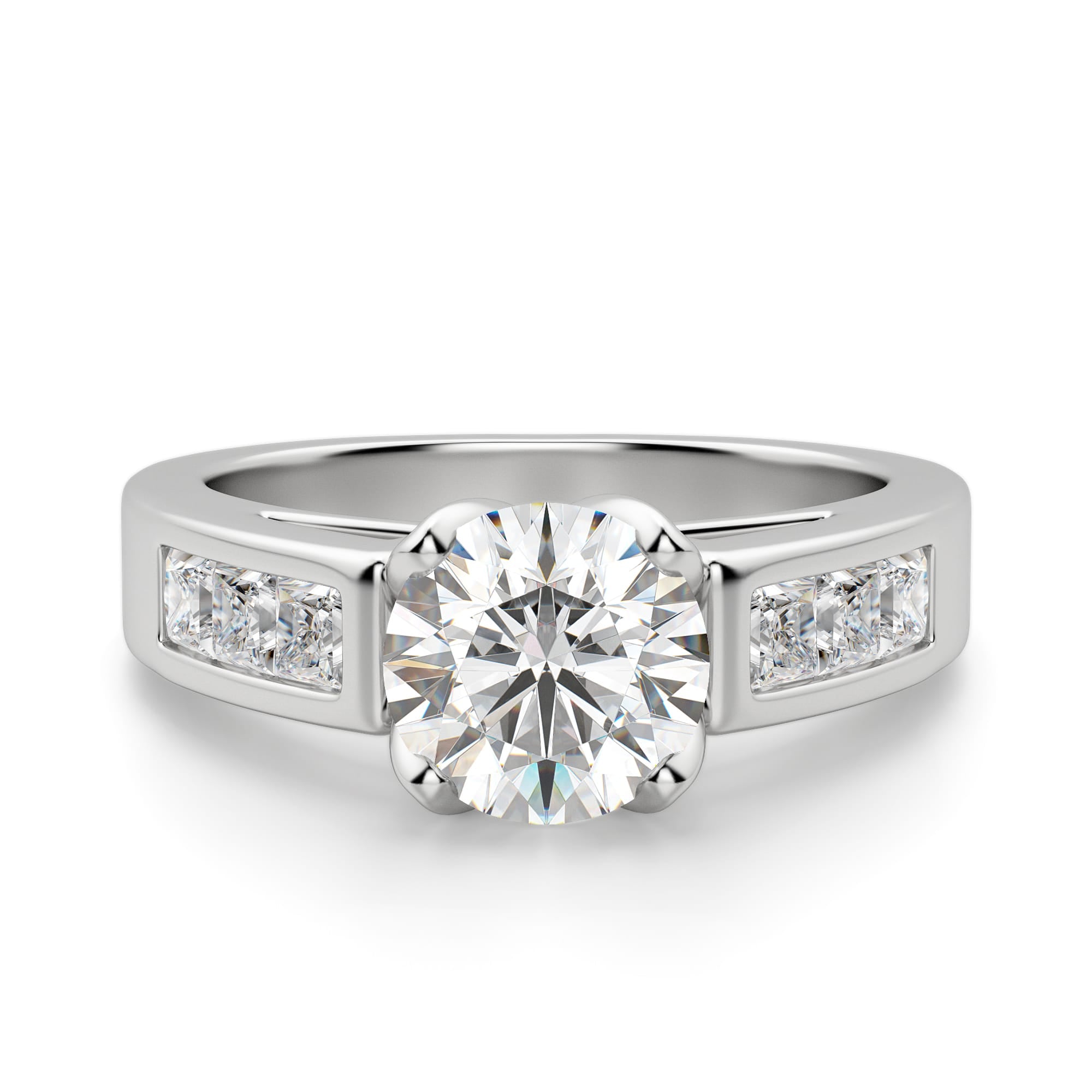 Round Cut Channel Set Moissanite Engagement Ring