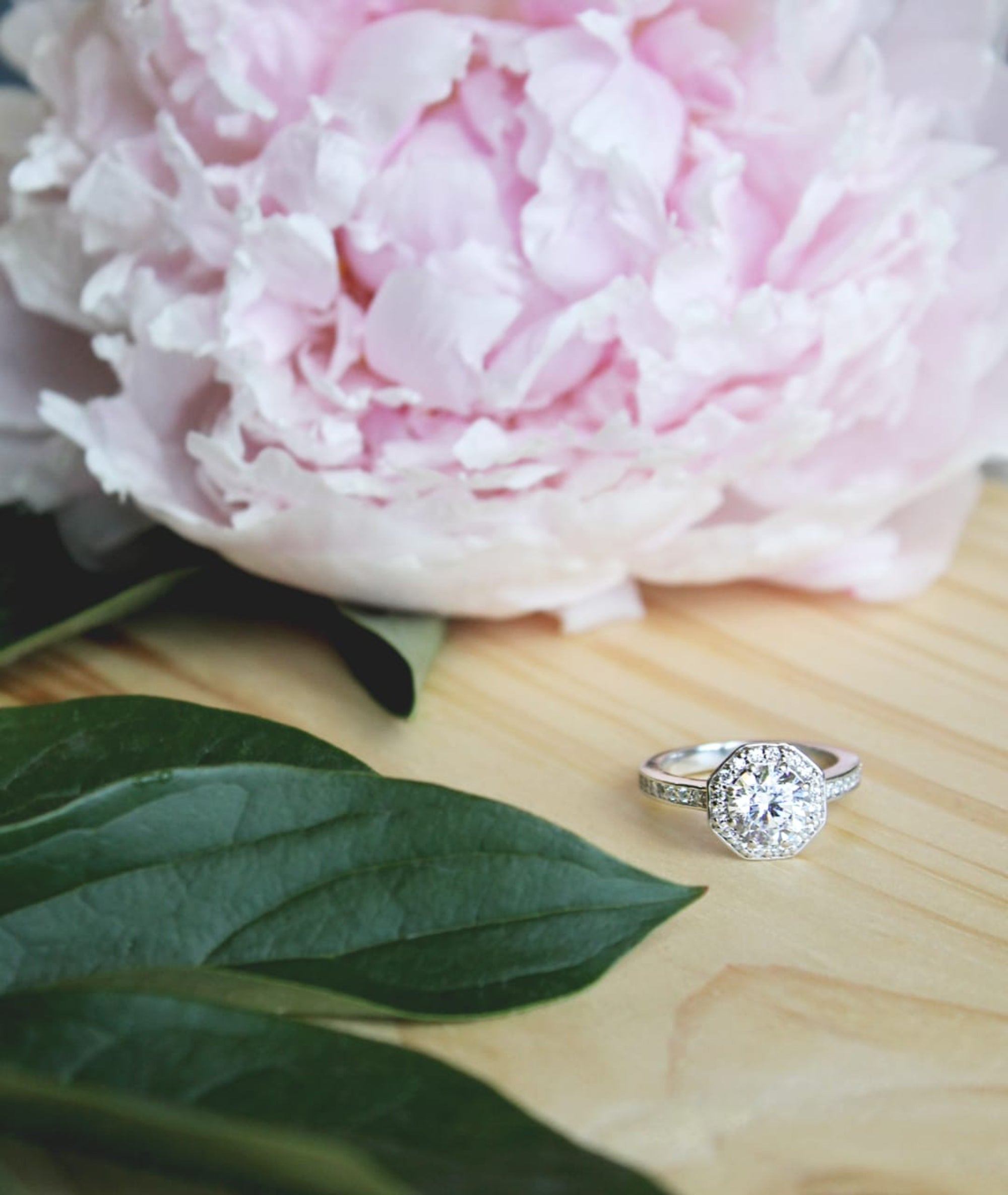 Brilliant Round Cut Halo Moissanite Engagement Ring