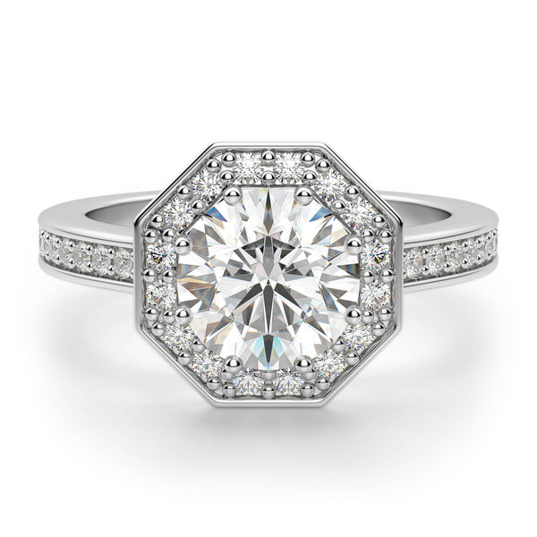 Brilliant Round Cut Halo Moissanite Engagement Ring