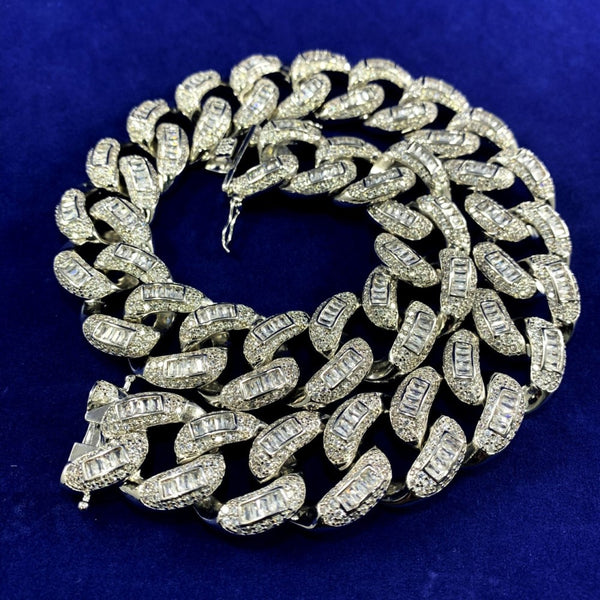 Sterling Silver Iced Out Hip Hop Cuban Chain Necklace