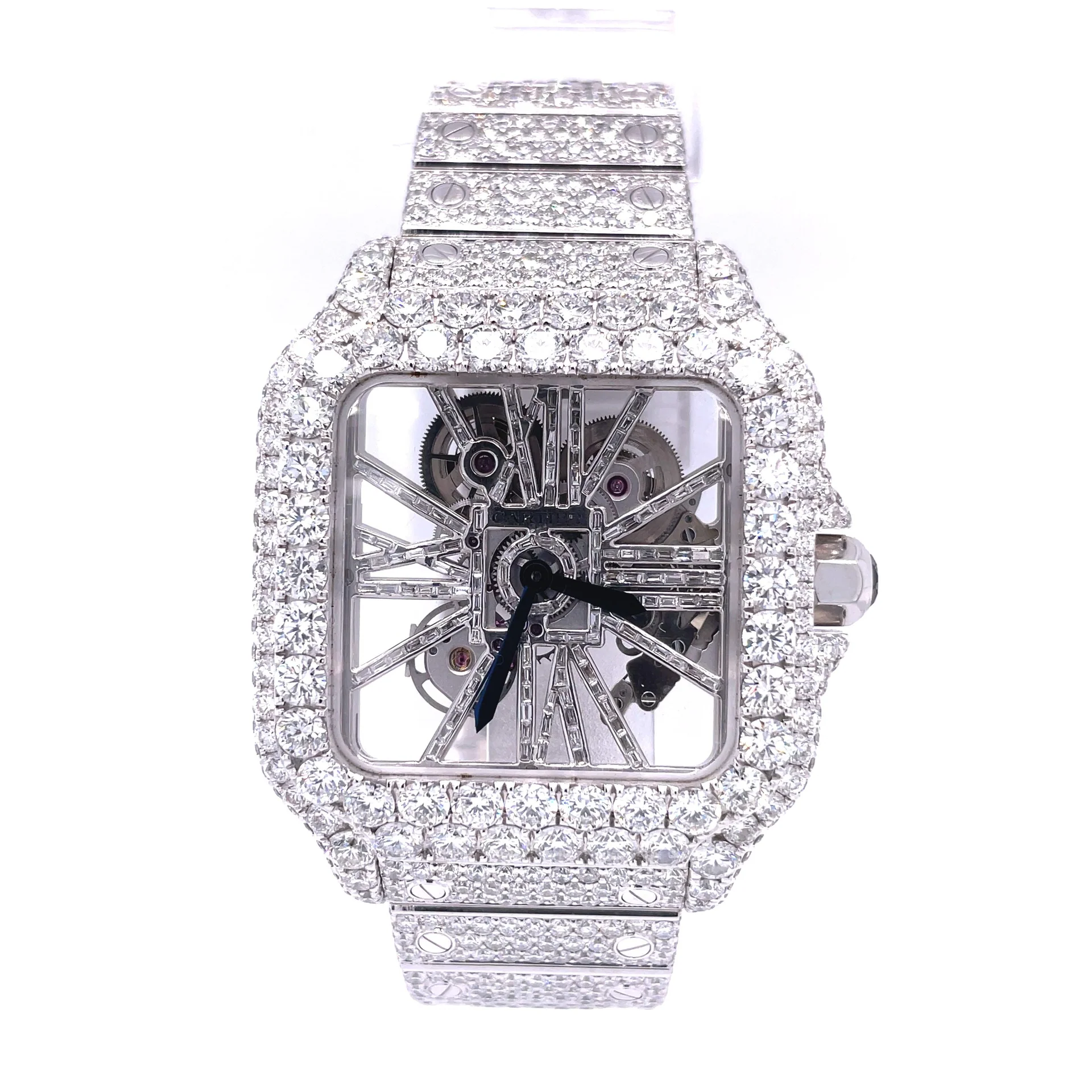 Cartier Skeleton Iced Out Moissanite Diamond Luxury Watch