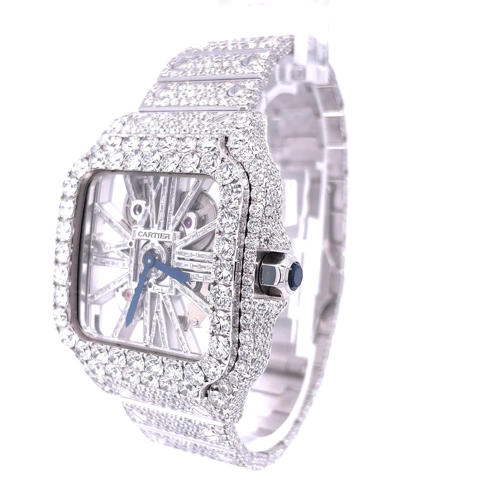 Cartier Skeleton Iced Out Moissanite Diamond Luxury Watch