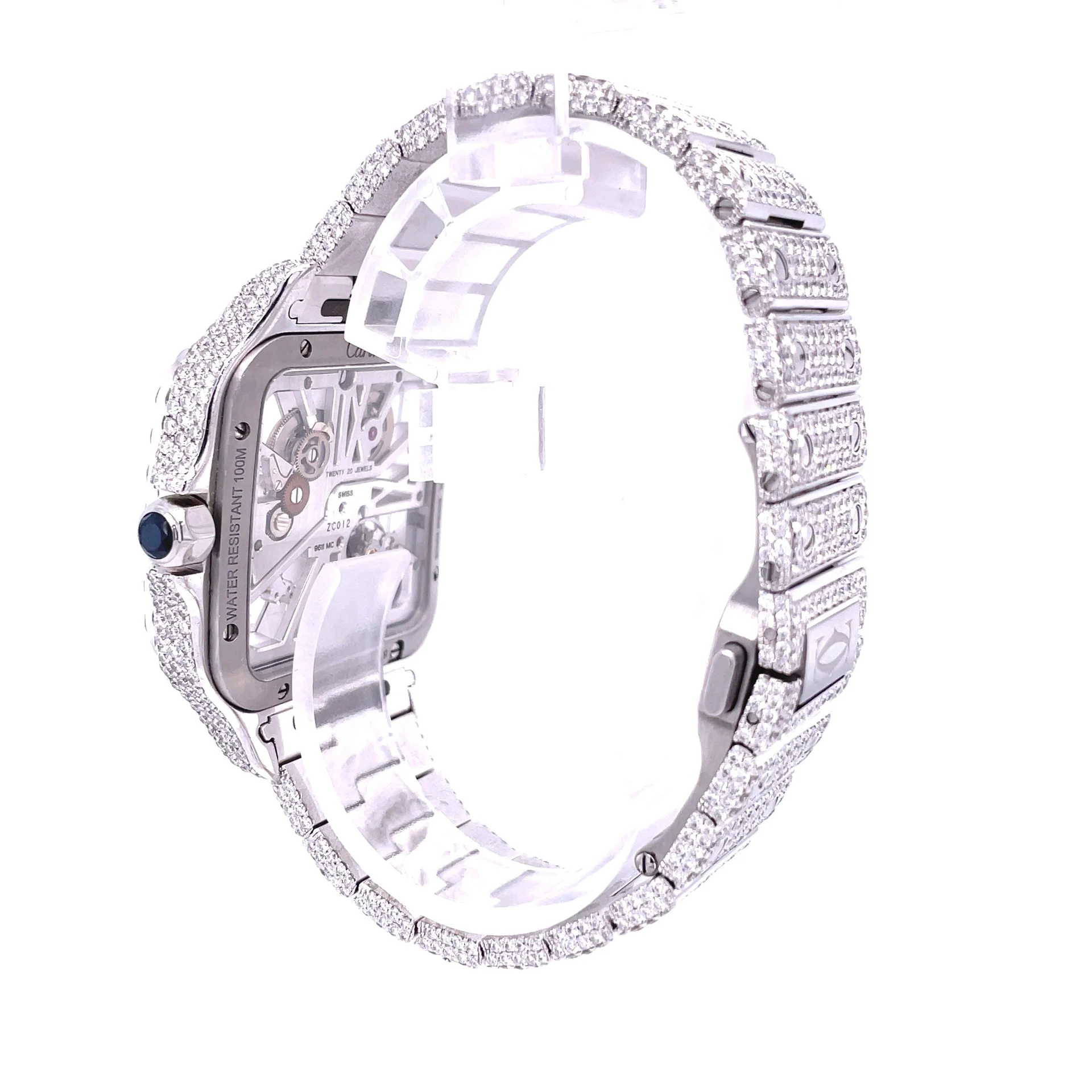 Cartier Skeleton Iced Out Moissanite Diamond Luxury Watch